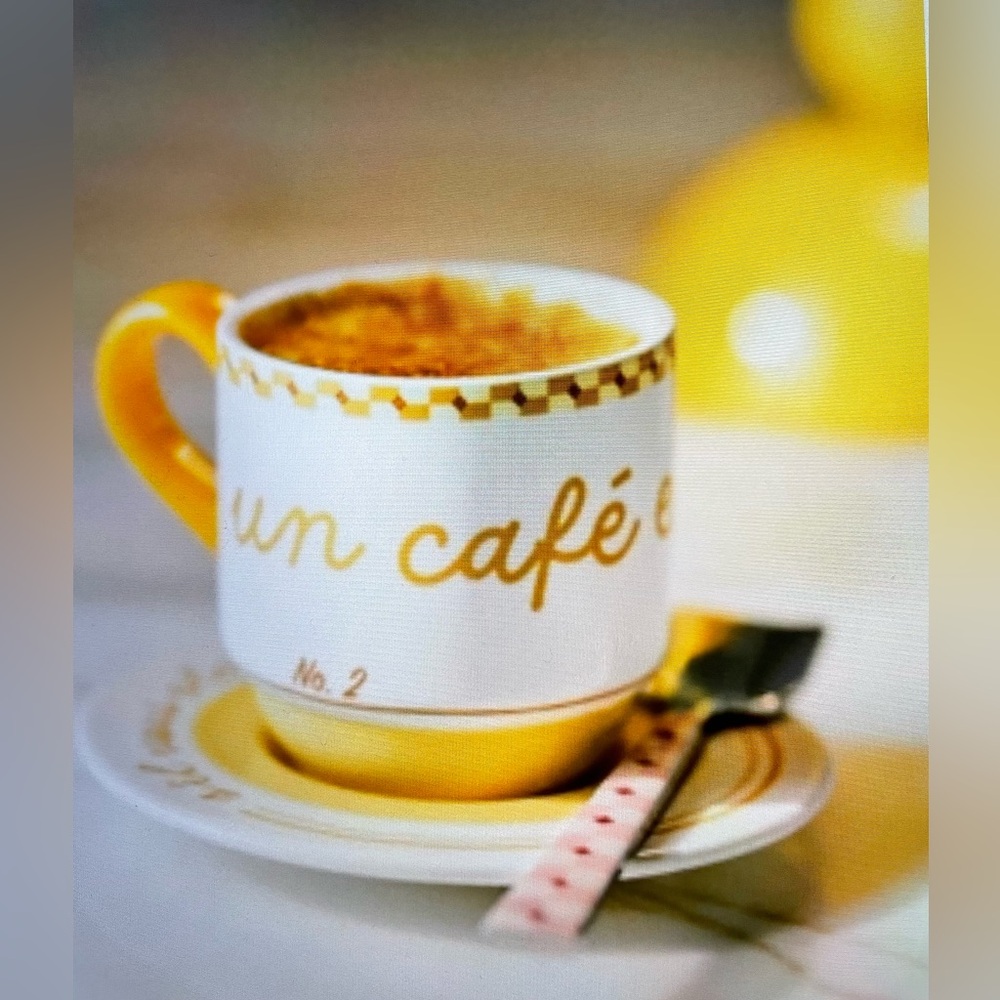 ❤️ ANTHROPOLOGIE Café Violette Hand painted Stoneware Espresso Cup & Saucer NEW